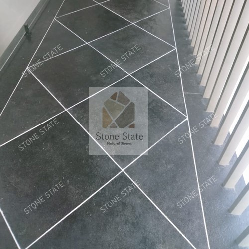 Kadappa Black Lime Stone Leather Finish Balcony Flooring
