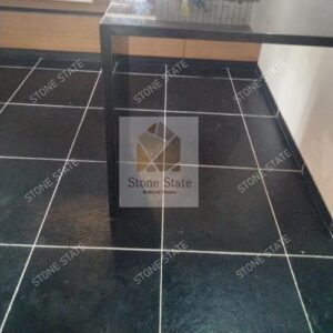 Kadappa Black Lime Stone Leather Finish Living Room Flooring