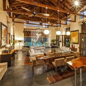 Kadappa Black Lime Stone Leather Finish Interior Flooring