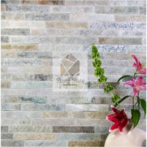 Himachal White Quartzite Stone Mosaic Wall Cladding