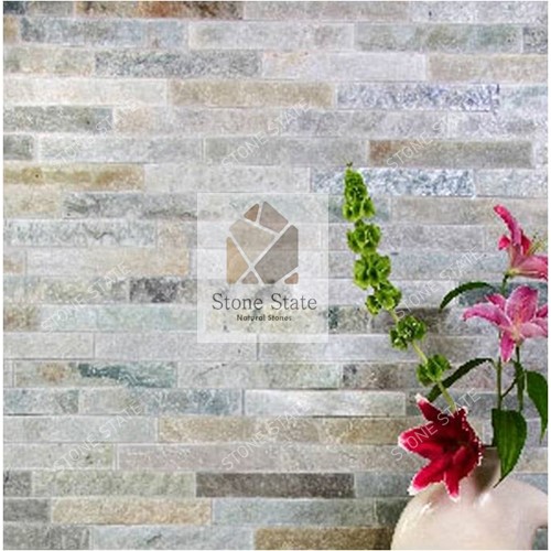 Himachal White Quartzite Stone Mosaic Wall Cladding - Image 2