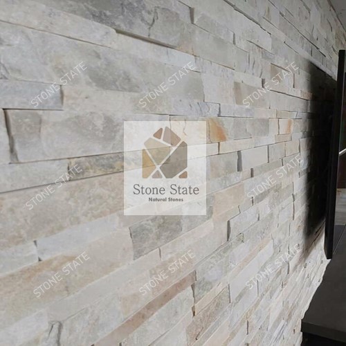 Himachal White Quartzite Stone Mosaic Wall Cladding - Image 3