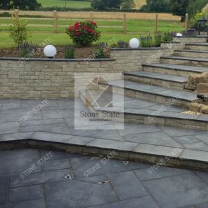 Kadappa Black Natural Textured Surface Multi Size Lime Stone Paving