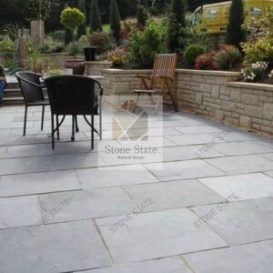 Lime Grey Natural Textured Stone Courtyard Flooring