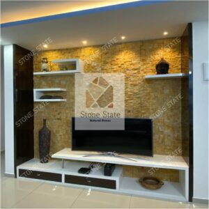 Teak Sandstone Mosaic Wall Cladding