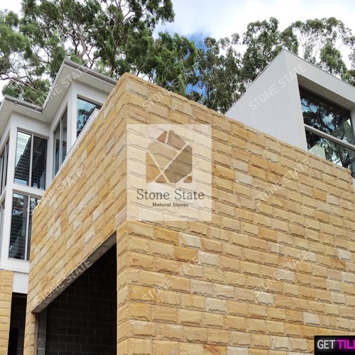 Teak Yellow Sandstone Rock Face Stone Wall Cladding - Image 4