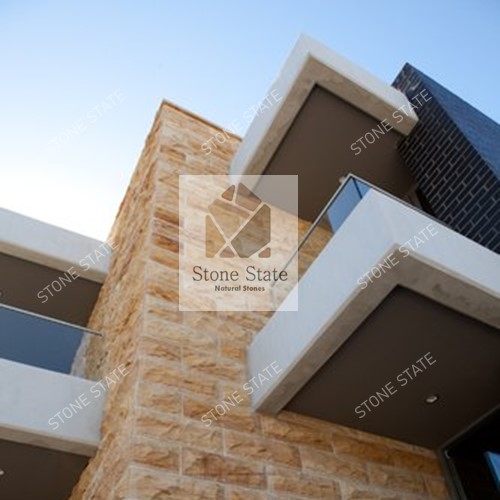 Teak Yellow Sandstone Rock Face Stone Wall Cladding - Image 3