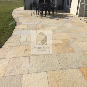 Yellow Lime Stone Natural Surface Garden Side Flooring