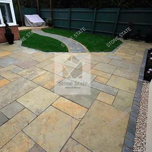 Yellow Lime Stone Natural Surface Handcut Edges Tumbled Multi Size Paving - Image 3