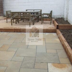 Yellow Lime Stone Natural Surface Multi Size Courtyard Flooring