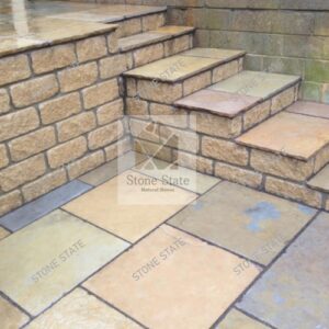 Yellow Lime Stone Natural Surface Staircase Flooring